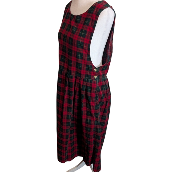 VTG Fads Long Jumper Dress Red Tartan Plaid Bedford Fair Dark Academia Sz 12p - Picture 6 of 9